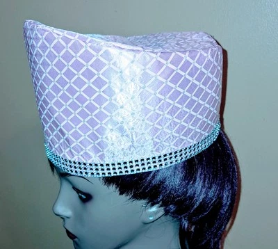 NUEVO SOMBRERO HECHO A MANO ESTILO KENTA KUFI AFRICANO ROSA CLARO *PLATEADO BLING 24," Foto 1 de 4