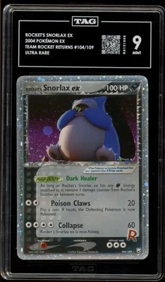 Pokemon Rocket's Snorlax ex EX Team Rocket Returns Holo Ultra Rare #104 TAG 9 - Image 1 of 2