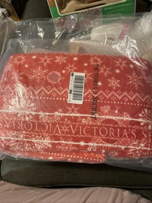 Victoria’s Secret Rojo+Blanco Copo de Nieve REGALO DE VACACIONES Sherpa MANTA 50"x60" NUEVO Foto 1 de 4