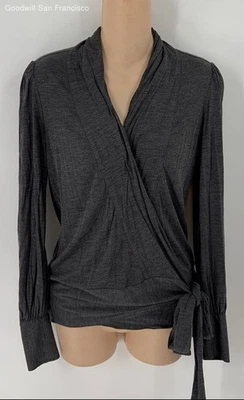 Женская блуза с длинным рукавом Diane Von Furstenberg серая шелковая смесь топ размер P - Изображение 1 из 3