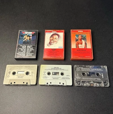 Lot Of Vtg Cassette Tapes Pop Rock Soundtrack 80s/90s Whitney Top Gun Floyd Jovi - Image 1 of 4