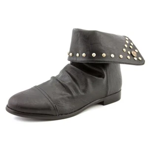 Xoxo Rhodes Damen-Stiefel schwarz Kunstleder Überschlag Bootie Nieten Größe 6,5 M B - Bild 1 von 9