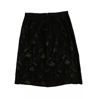 Falda Clásica Jacquard Seda Vintage Tara Jarmon Paris 40 10 Floral Negra Línea A Foto 1 de 4