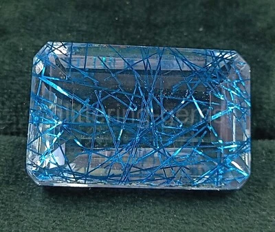 Lab-Created Rutilated Quartz Blue 82.85 Ct Emerald Cut IGL Loose Gemstone 5JSA - Image 1 of 4