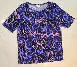 LuLaRoe Maleficent T-Shirt XL Black & Purple Gigi All Over Print Disney Villains - Picture 1 of 8