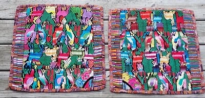 "Juego de 2 fundas de almohada mexicanas Otomi Tenango bordadas a mano 17,5"" X 17,5""" Foto 1 de 4