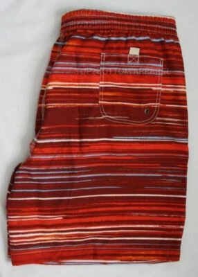 Caribbean Joe Men's Coral Red Orange Light Blue Stripe Swim Trunks XXL 2XL NWT - Image 1 of 3