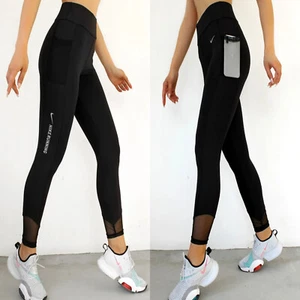Nike Womens Running Leggings 3/4 Sportswear Gym Bottom Activewear Black S M L XL