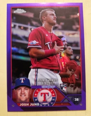 2023 Topps Crome Update Purple 17/250 Josh Jung Rookie Debut RC  - Image 1 of 2