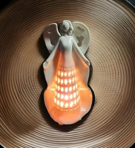 Napco Angelo Decorazione Illuminata Figura Porcellana Bianca Ceramica 9-5/8" Natale - Foto 1 di 21