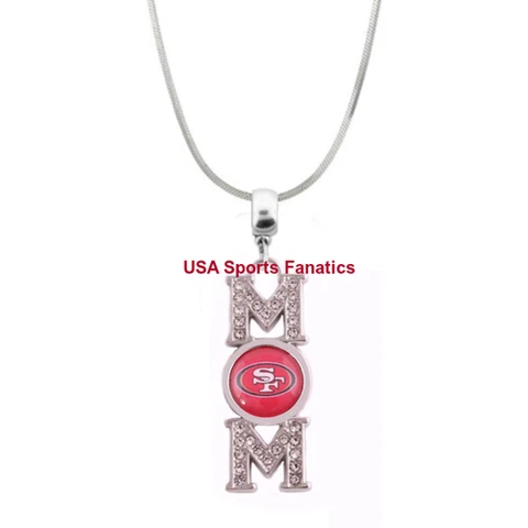 San Francisco 49ers MOM Necklace With Rhinestones On A 925 SS Snake Chain 4 Size Cover