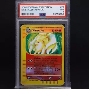 PSA 7 Ninetales 21/165 Expedition 2002 WOTC Reverse Holo Rare Graded Pokemon TCG - Picture 1 of 3