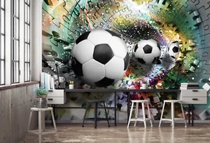 Kids bedroom wallpaper Footballs 368x254cm puzzle wall mural boys and girls room - Picture 1 of 6