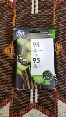 Twin Pack (2) Genuine HP 95 Tri-color Ink Printer Cartridges EXPIRED NOV 2014 - Image 1 of 4