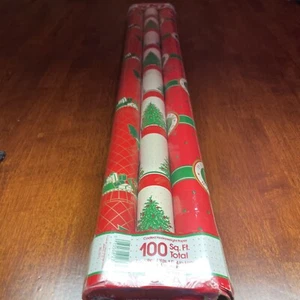 Vintage Cleo Christmas Beauty Wrap Wrapping Paper 3 Rolls 100 Sq Ft USA New - Picture 1 of 6