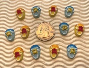 12 pcs x 5/8" Resin Baby Shoes Flatback w/Terrier Dog/Scrapbook/Fun/Cute SB69 - Picture 1 of 2