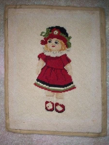 Needlepoint wool little girl in red - Picture 1 of 4