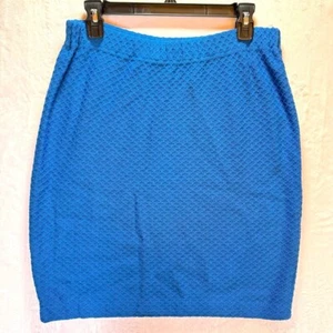 St. John Vintage royalblau strukturiert Pull-On über dem Knie gerader Rock Gr. 14 - Bild 1 von 9