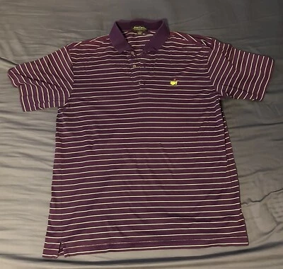 Camisa Polo Masters Para Hombre Grande Púrpura Rayas Manga Corta Golf Amen Corner Foto 1 de 4