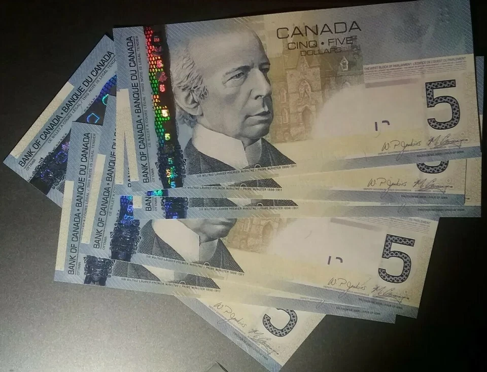 10 Canada Five 5 Dollar Bill XF/AUNC/UNC 2000-2008 Series Vintage Banknotes Cinq - Image 1 of 1