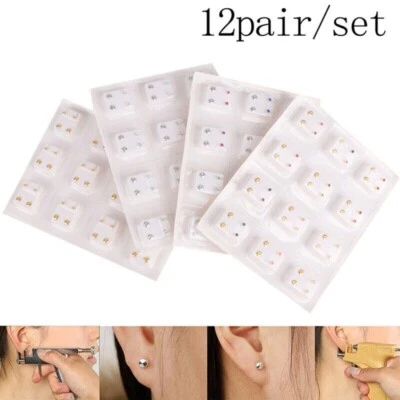 24Pcs Medical Earrings Piercing Tools Ear Stud Surgical Steel Earrings Women sh