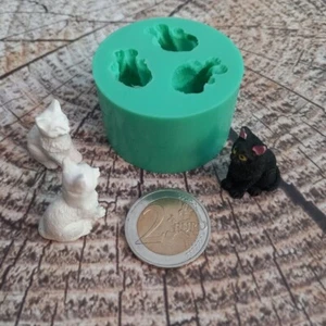 3D Silikonform Gießform Mould Katze Cats Kätzchen 3tlg / Bastelform Miniatur DIY - Bild 1 von 6