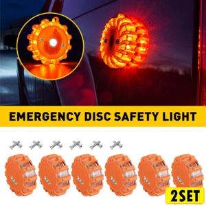 12x LED Road Flares Disc Safety Light Flashing Beacon Roadside Warning - Picture 1 of 10