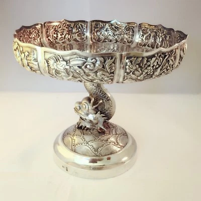 Coupe En Argent Massif Chinois 19th Chinese Export Silver - Photo 1/4
