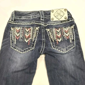 Jr. Girls MissMe Skinny Jeans Rhinestone Embroidery Waist Size 22 - Picture 1 of 8