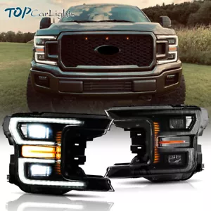 VLAND Full LED Headlights For 2018-2020 Ford F-150 Black Style Front Lamps - Picture 1 of 12
