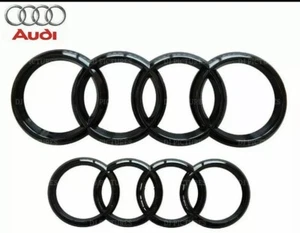 Gloss Black Front Rear Grille Bonnet Badge Rings for Audi - 285mm 193mm - Picture 1 of 5