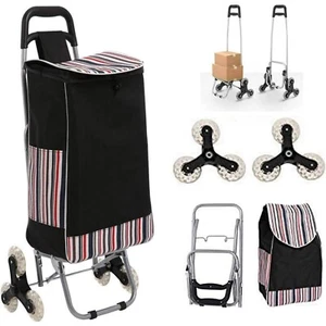 Folding Shopping Cart with Wheels Metal Utility Cart Grocery Wagon Cart Laundry - Picture 1 of 8
