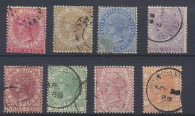 Straits Settlements 1883 SG63a;64/7;68a;69/70 usado CV £83 Foto 1 de 2