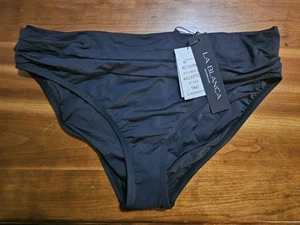 Pantalones de natación La Blanca negros con banda acanalada parte inferior hipster para mujer talla 12 - Imagen 1 de 6