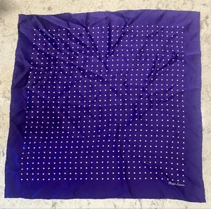 Vintage Ralph Lauren Purple Label Dot Print Purple Italian Silk Pocket Square - Picture 1 of 6