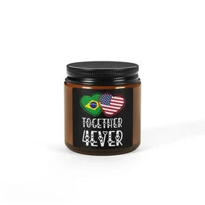 Vela Perfumada Bandera Brasileña Americana, Corazón Brasil EE. UU. Juntos 4 Tarros Regalo - Imagen 1 de 9