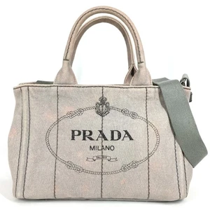 PRADA Canapa logo 2WAY Bag Shoulder Bag Crossbody Tote Bag Hand Bag - Picture 1 of 17