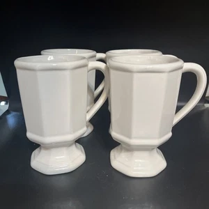 Pfaltzgraff Heritage White 5” Pedestal Mugs Set Of 4 - Picture 1 of 4