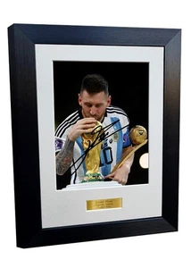 A4 Signed Messi Argentina World Cup 2022 Autograph Photograph Picture Frame 8x6 - Picture 1 of 2