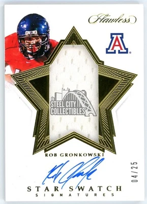 Rob Gronkowski 2020 Panini Flawless Collegiate Star Swatch Patch Auto Card 04/25 - Image 1 of 2