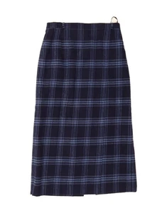 BASLER Womens High Waist Straight Skirt EU 42 Large W32 Navy Blue Plaid WZ07 - Picture 1 of 3