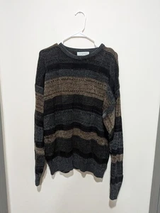 Vintage Gianfranco Ruffini Italy Pullover Herren Large Braun Opa Abstrakt  - Bild 1 von 3