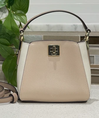 KATE SPADE PHOEBE MINI SATCHEL CROSSBODY LEATHER BUCKET BAG HAZELNUT COLORBLOCK - Image 1 of 4