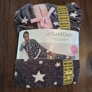 Cuddl Duds Set Salotto 2 Pezzi Grigio Stelle Donna Medium Super Comodo Easy Fit B8 - Foto 1 di 4