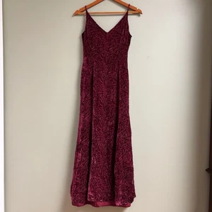 VTG Jessica McClintock Y2K Red Velvet Burnout Maxi Dress Size 4 Sheer Whimsigoth - Picture 1 of 13