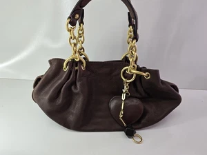 Bolso de hombro grande de cuero marrón vintage Juicy Couture Y2K Hobo Monedero - Imagen 1 de 10