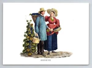 Postal de Ginebra de 6x4" - Antiguos trajes nacionales suizos de David Aloys Schmid - Imagen 1 de 2