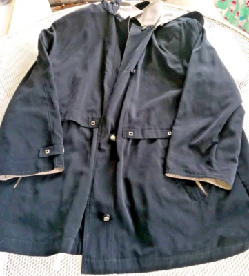 Weather Tamer Ladies Hooded Rain Jacket Lined Black Drawstring Waist Sz Small - Image 1 of 4