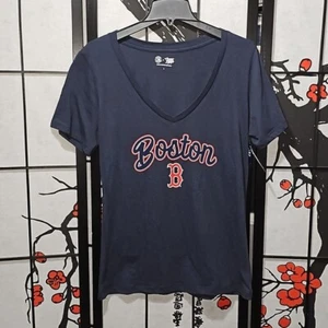 Boston Red Sox V Neck Short Sleeve Shirt Blouse Top Size Large NWT - Picture 1 of 9
