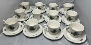 Nikko Happy Holidays Tea Cup and Saucer Christmas Tree White Japan Set Of 12 - Picture 1 of 6